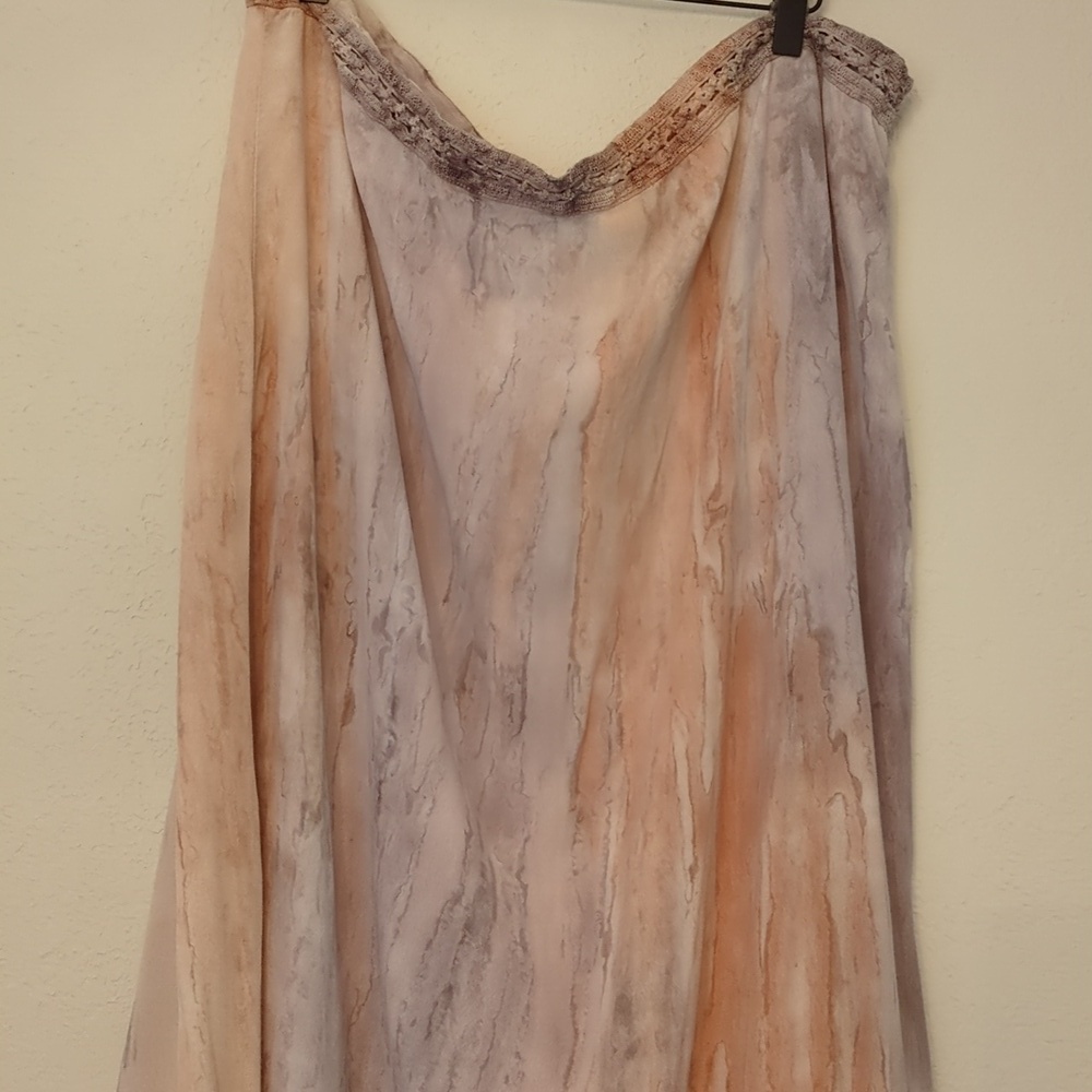 XCVI high low tie dye Bohemian maxi skirt lace waist and waist tie adjustable 1X - Picture 5 of 8